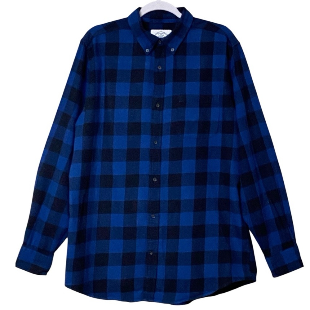 St. John’s Bay Blue Black Buffalo Plaid Flannel Shirt Men’s LT Gorpcore Cabin